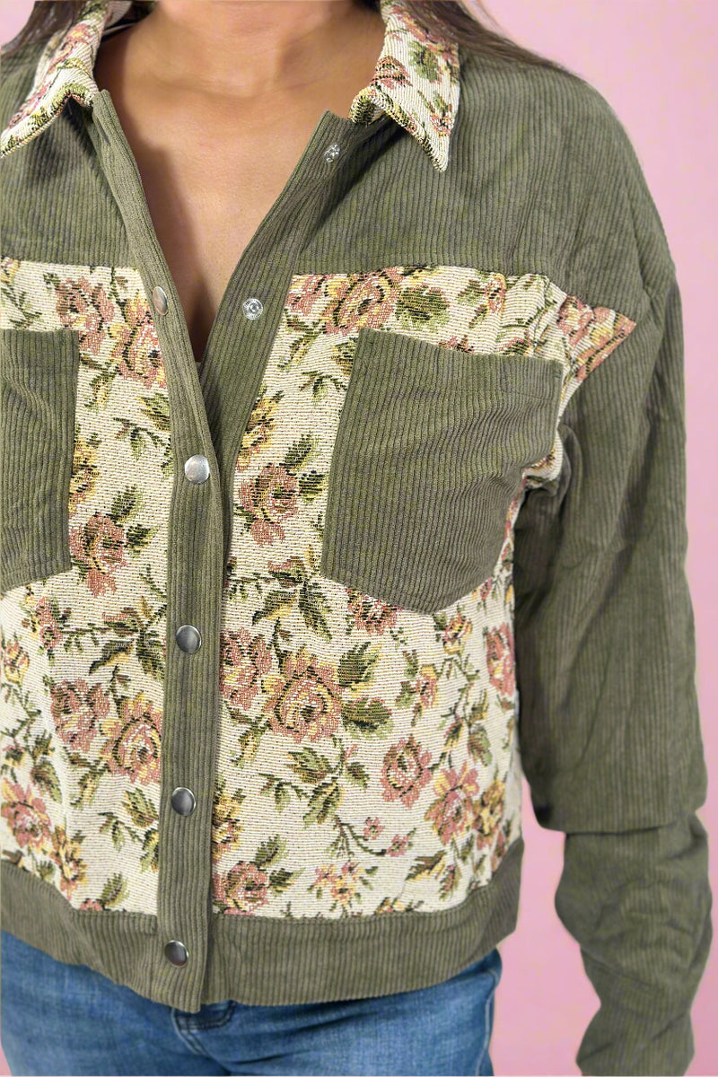 Corduroy Floral Patchwork Jacket