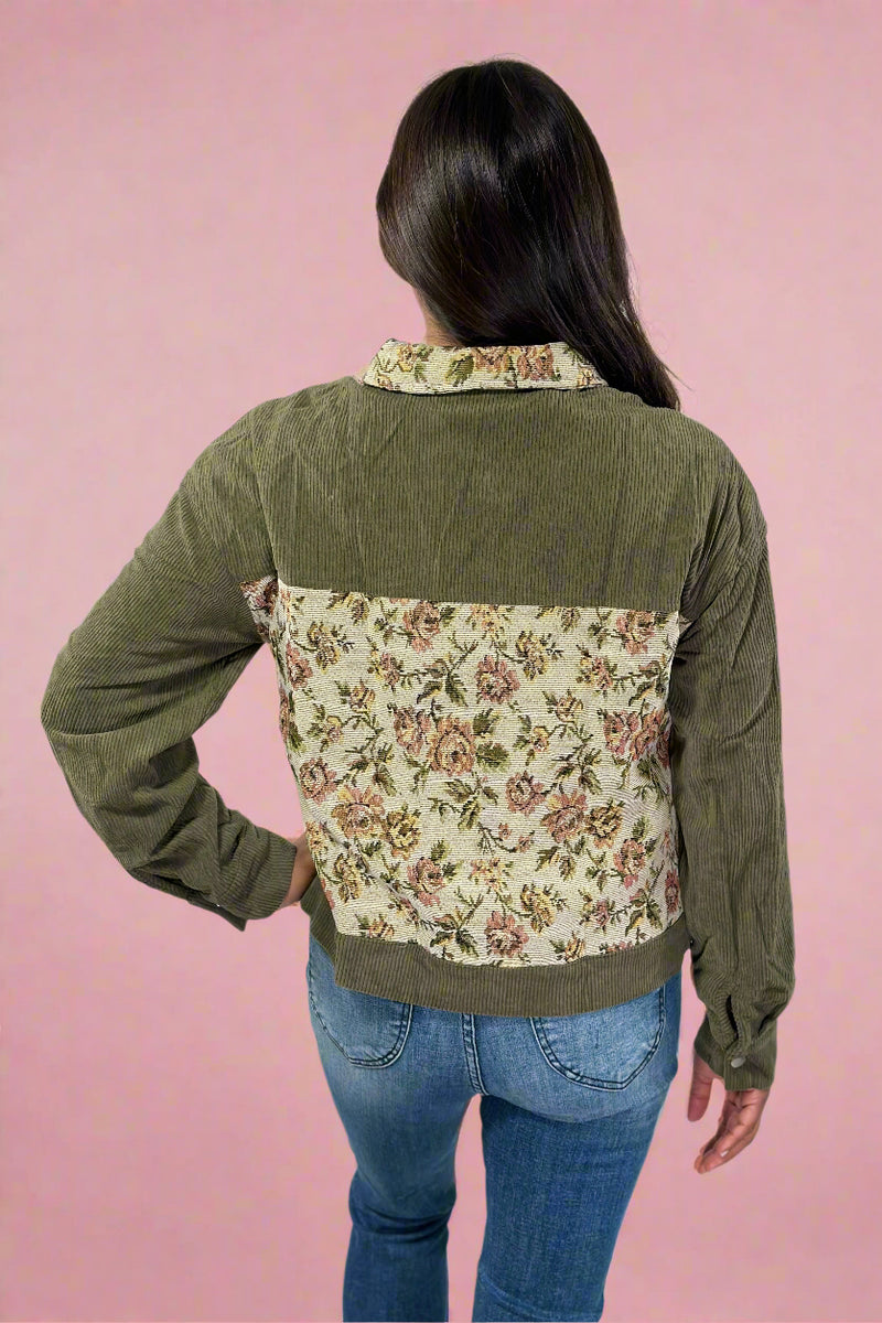 Corduroy Floral Patchwork Jacket