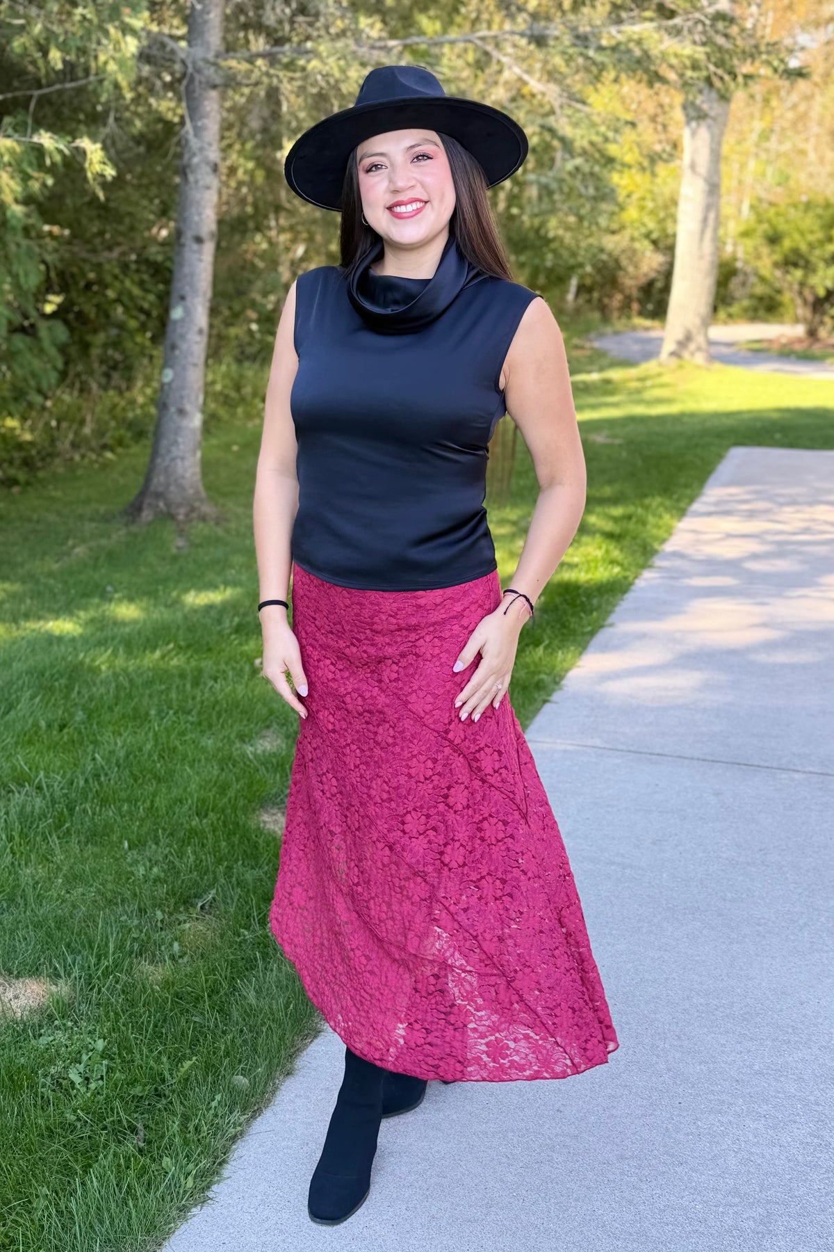 Sleeveless Cowl Neck Satin Top - Black