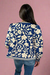 Flower Print Open Front Jacket