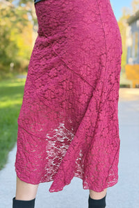 Asymmetric Lace Skirt - Moroccan Red