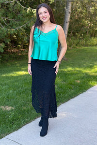 Asymmetric Lace Skirt - Black
