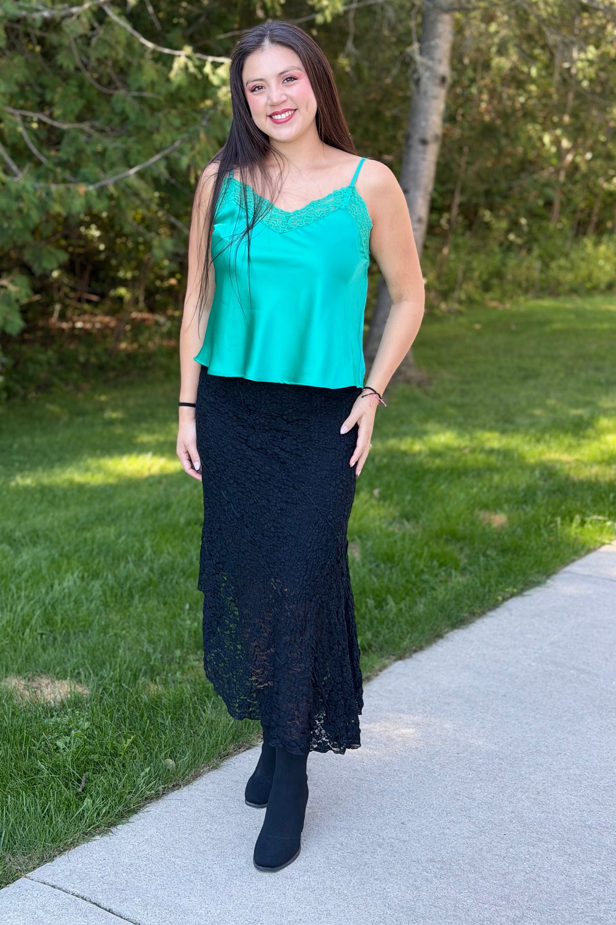 Asymmetric Lace Skirt - Black