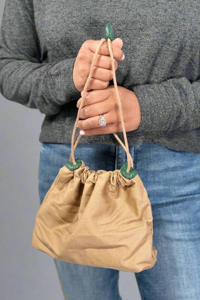 Woven Shoulder Bag With Charm - Green