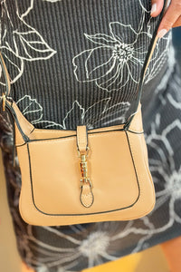 Stelliana Metal Lock Crossbody - Tan