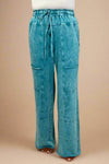 Mineral Wash Lace-Up Pants - Lapis