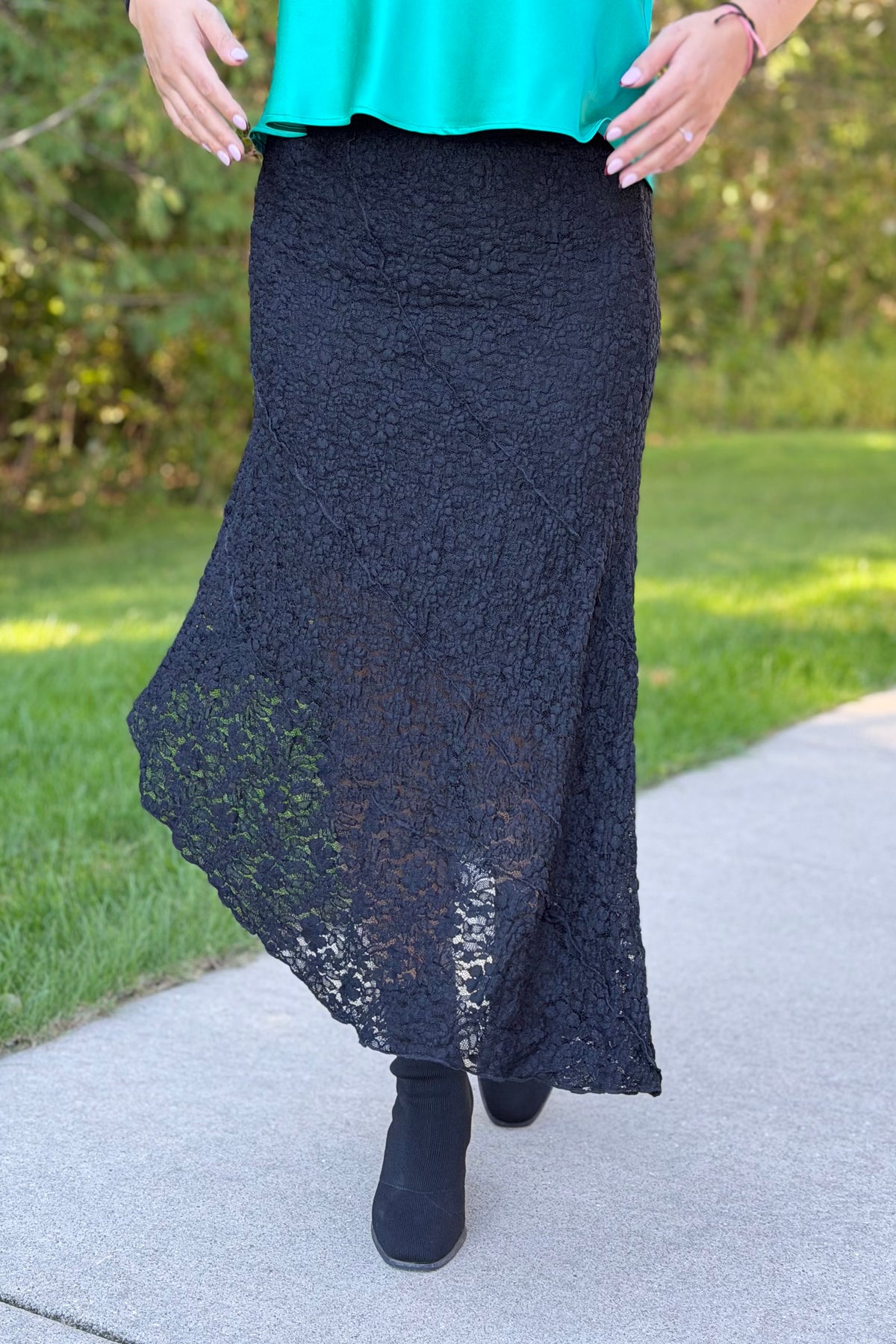 Asymmetric Lace Skirt - Black
