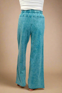 Mineral Wash Lace-Up Pants - Lapis
