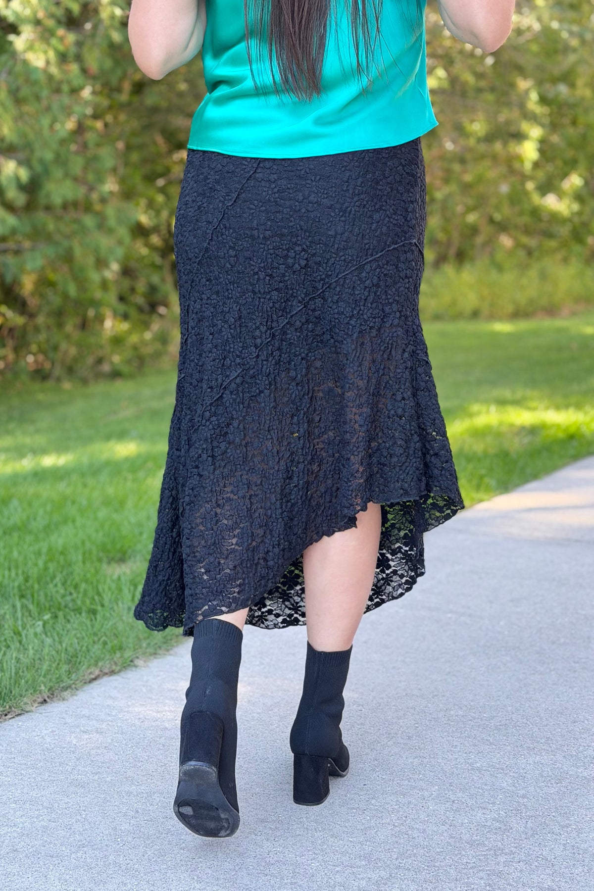 Asymmetric Lace Skirt - Black