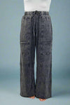 Mineral Wash High Waist Pants - Black