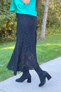 Asymmetric Lace Skirt - Black