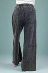 Mineral Wash High Waist Pants - Black