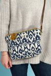 Navy-White Diamond Cotton Crossbody Bag
