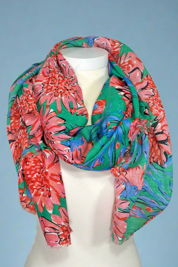 Lightweight floral print summer scarf.