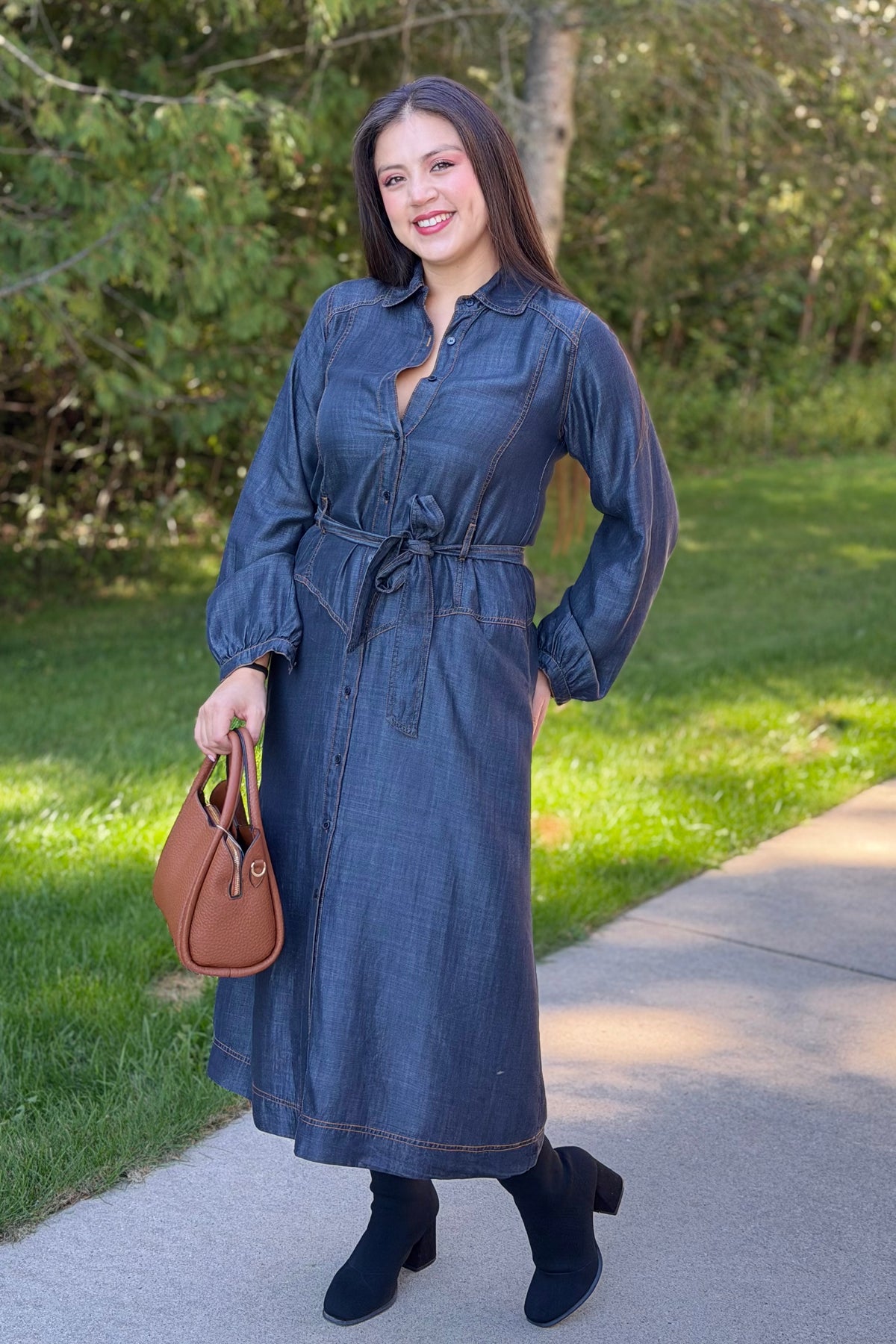 Collared Button Maxi Dress - Black
