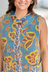 Bold Printed Sleeveless Long Vest