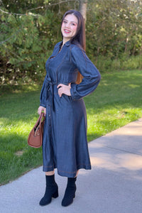 Collared Button Maxi Dress - Black