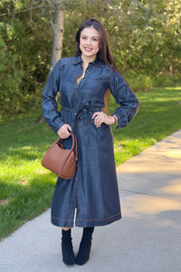 Collared Button Maxi Dress - Black