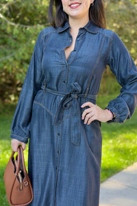 Collared Button Maxi Dress - Black