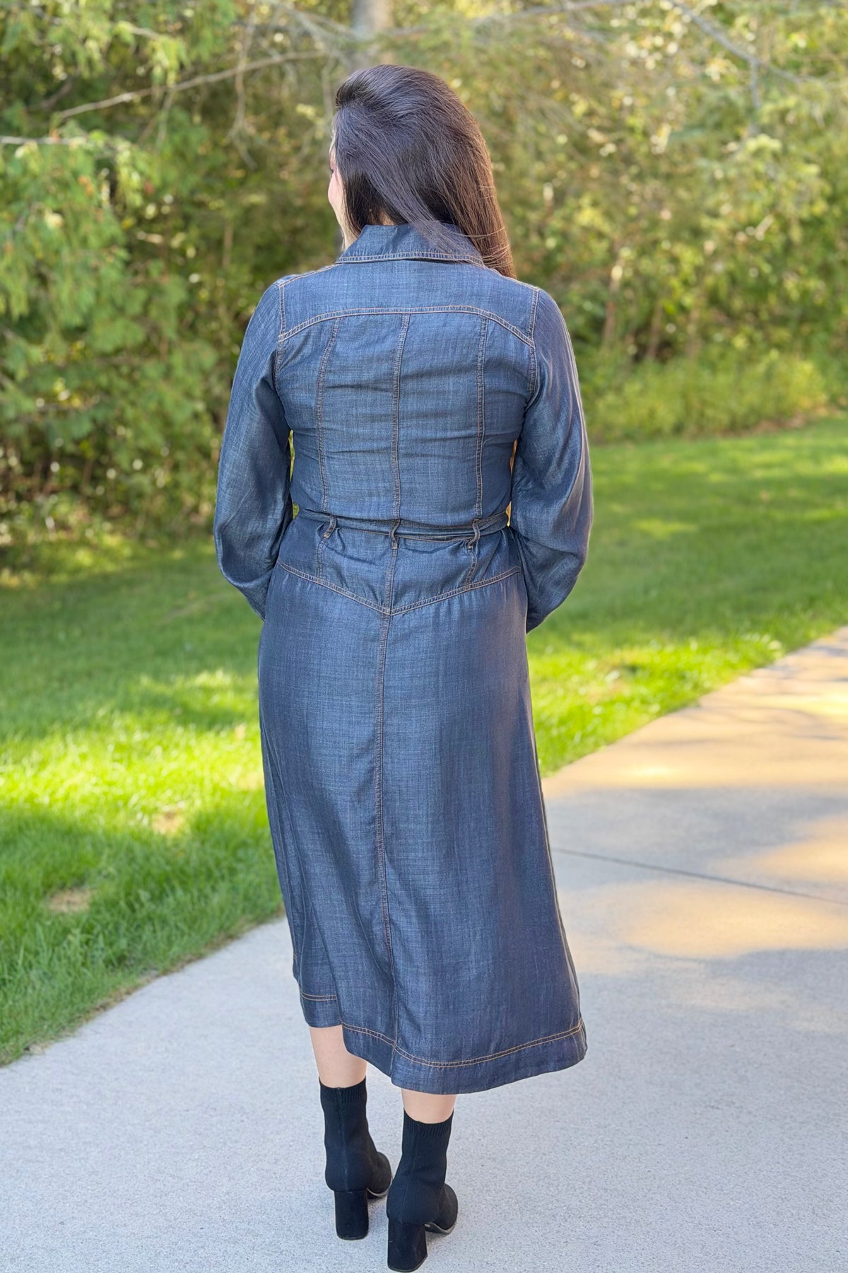 Collared Button Maxi Dress - Black