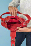 Grunge Buckle Baguette Shoulder Bag - Red