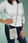 Small Woven Crossbody Bag - Grey