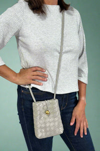 Small Woven Crossbody Bag - Grey