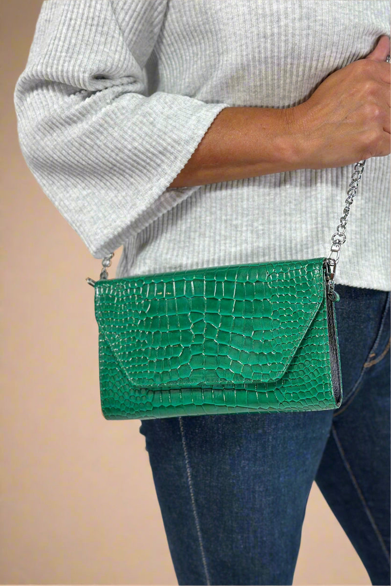 Snakeskin Clutch / Crossbody - Green