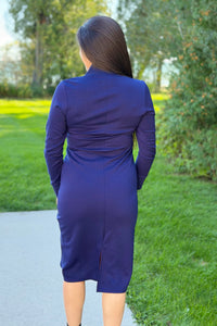 Luxeknit Half-Zip Midi Dress - Navy