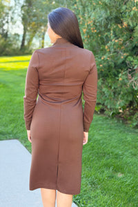 Luxeknit Half-Zip Midi Dress - Chocolate