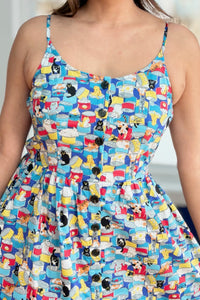 Cats In Cans Dress - Navy