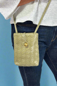 Small Woven Crossbody Bag - Green