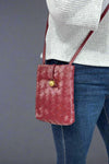 Small Woven Crossbody Bag - Wine