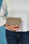 Leather Card Holder Wallet - Khaki