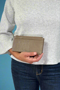 Leather Card Holder Wallet - Khaki