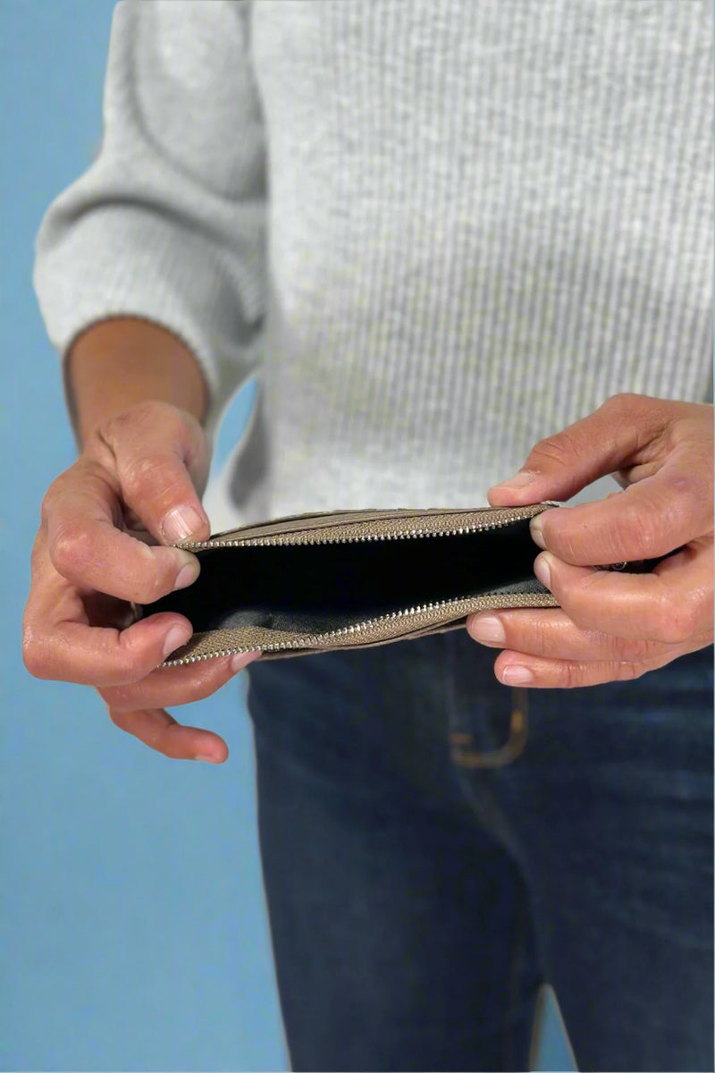 Leather Card Holder Wallet - Khaki