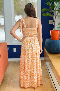 Smocked Tiered Maxi Dress - Apricot