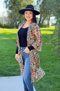 Leaf Kimono Top with Wide Sleeves