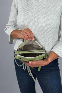 Three Zip Crossbody / Clutch - Avocado