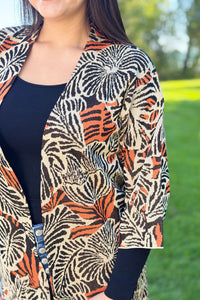 Leaf Kimono Top with Wide Sleeves