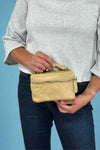 Quilted Top Handle Chain Strap Bag - Beige