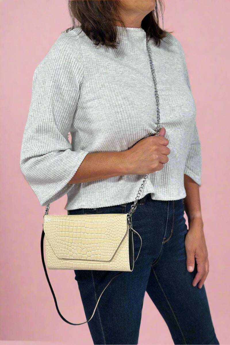 Snakeskin Clutch / Crossbody - Ivory