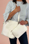Shoulder Bag w/Cosmetic Pouch - White
