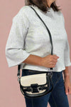 Buckle Top Handle Crossbody Bag - Black