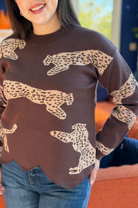 Leopard Sweater With Scalloped Hem