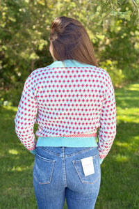 Collared Geometric Sweater - Sky