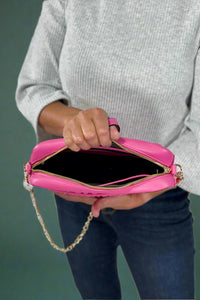 Dana Textured Crossbody - Fuchsia
