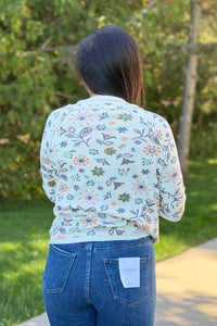 Floral Henley Thumbhole - Blush