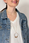 Metallic Fringe Hoop Pendant  Necklace Gold