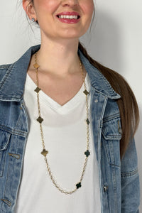 Clover Station Charms Long Necklace - Gold
